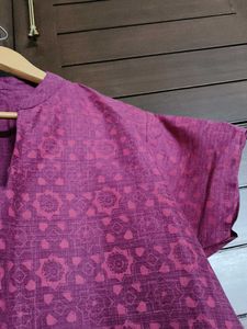 Women Purple Cotton Printed Kurta