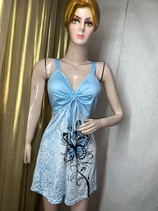 Cute Blue Butterfly Print Dress