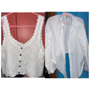 White cami braid strap crochet top With shrug XL