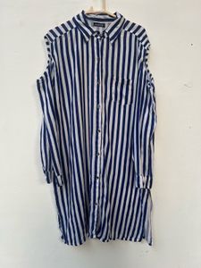 Blue &amp; White Striped Shirt Dress
