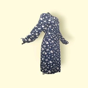 Midi Casual Blue Floral Dress