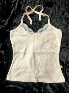 White Halter Neck Top