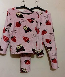 Pink cute night suit set
