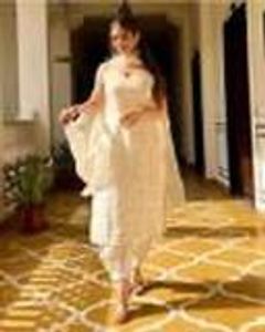 Cotton Blend Kurta Dupatta Set With Pants