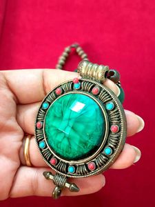 Vintage Tibetan Turquoise Agate And Ruby  Neckpiec