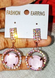 Combo Set Of 2 Pink DropEarrings &amp; Metallic Jhumka