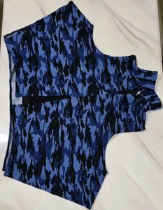 Blue Camo Sleeveless Top