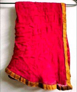Pink Chiffon Dupatta With Lace On All 4 Sides