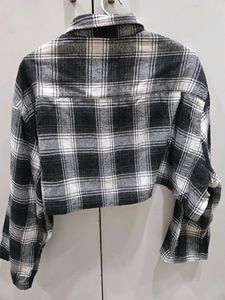 Black Checked Cropped Shirt