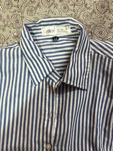 Blue and white striped shirt