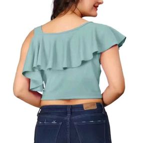 Ruffle One-Shoulder Crop Top