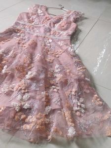 Pink Floral Embroidered Dress