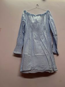 Off-Shoulder Blue Dress