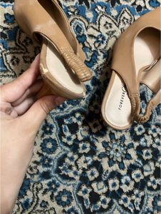 Nude Pointed-Toe Slingback Flats