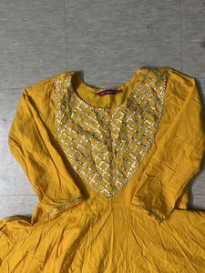 yellow cotton anarkalis