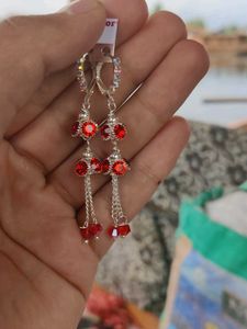 Kashmiri Style Jumka Cristal Red Colour
