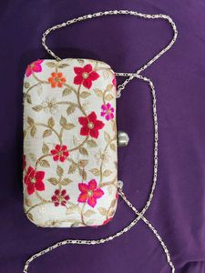 Floral Embroidered Clutch