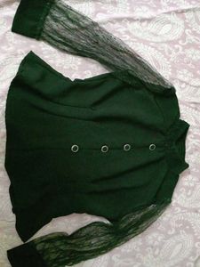 Black Peplum Blouse Lace Sleeves