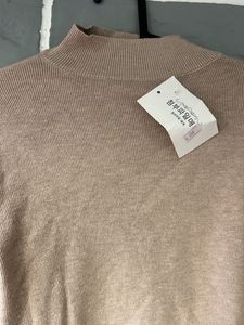 Beige Knit Mock Neck Top