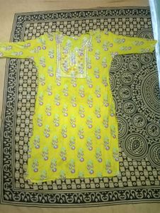 Yellow Floral Print Kurti xxl