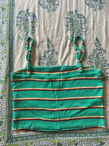 Striped Green Crop Top