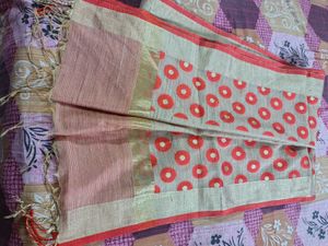 New Unused Khakhi&amp; Orange Weaving Dupatta