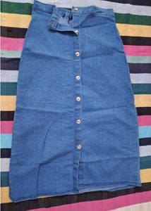Button-Down Denim Skirt