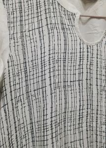 Black And White Rayon Kurti