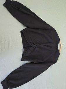 H&M Black Cropped Knot Sweatshirt