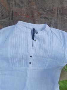 White Kurta With Collar