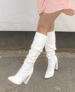White Knee High Boots