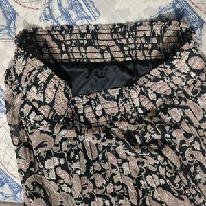 Cute Paisley Print Wide Leg Black Pants