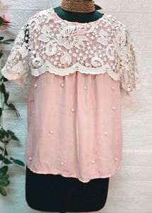 Size S/M 🎁Buy 2 Get 1 Free Pink Lace Top