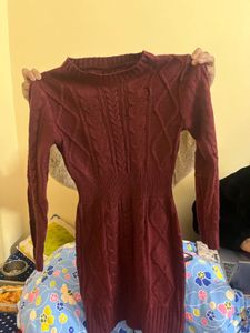 Burgundy Cable Knit Dress