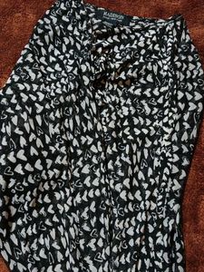 Madison Printed See-through Blouson Top