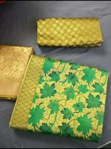 Green Floral Print Saree