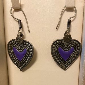 Heart Drop oxidized silver  Earrings