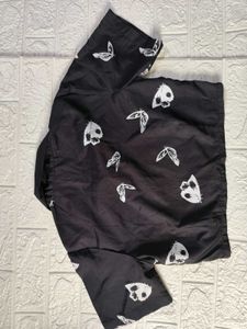 Butterfly Print Crop Shirt Top