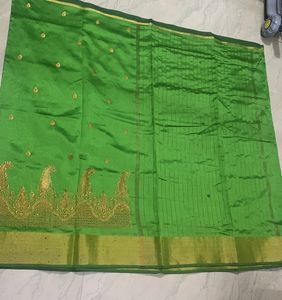 Beautiful Parrot Green Saree