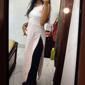 Libas Baby Pink Chikankari Long Kurti