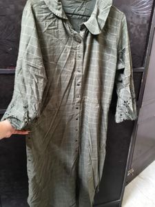 Green Plaid Shirt Dress