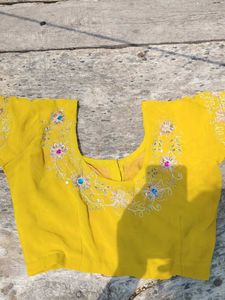 Beautiful Blouse Lemon Yellow Full Back Work