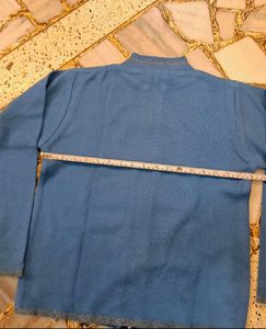 Blue Zip-Up Knit Jacket