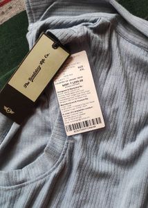 Trendy Blue Ribbed Tank Top