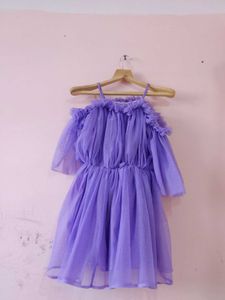 Purple Tulle Off-Shoulder Dress