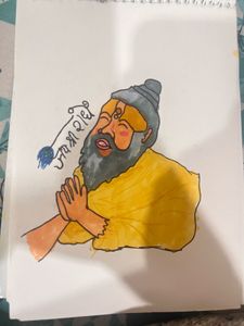 a mini caricature of premanand ji with ohuhu alcoh