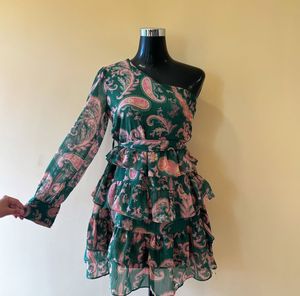 Twenty Dresses Green One Shoulder Floral Dress