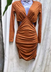 49108. Brown Cutout Bodycon Dress