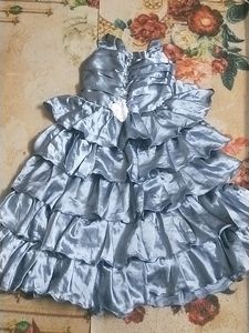 Dark Grey Colour Frill Frock