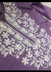 Chikankari lavender Rayon straight kurti